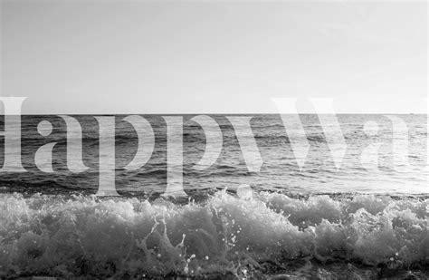 Black White Ocean Waves 1 Tapet Fototapet Happywall