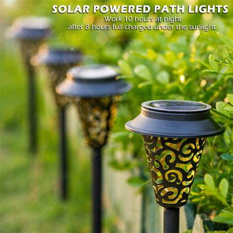 Leidrail 6 Pack Solar Garden Lights Outdoor Decorative 15 Lumen Metal