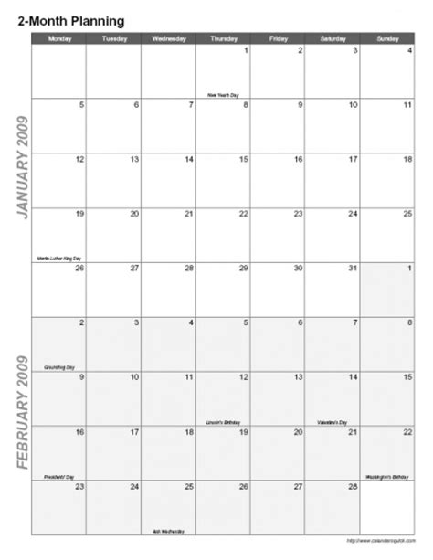 Two Month Printable Calendar Printable World Holiday