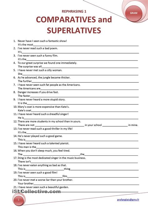 Comparative Adjectives Worksheet Write A Sentence All Esl