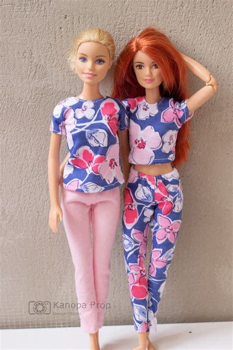 Barbie Pattern Set Clothes Pajama Set Tutorial Pdf Sewing Etsy