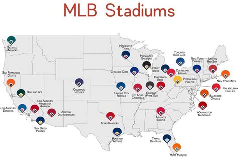 Map Of Mlb Teams Mlb Stadiums Baseball Stadium Map Major League