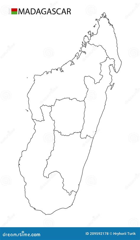 Madagascar Map Black And White Detailed Outline Regions Of The Country