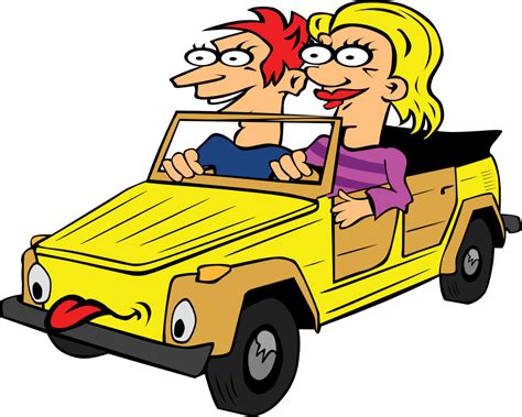 Onlinelabels Clip Art Girl And Boy Driving Car Cartoon
