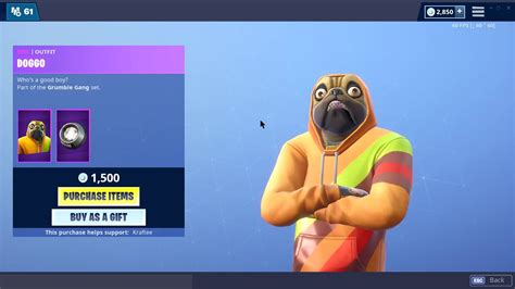 New Doggo Skin Grumble Gang Set Fortnite Battle Royale Item Shop