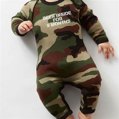 Army Babygrow Been Inside For 9 Months L Camo Babygrow L Nappy Head