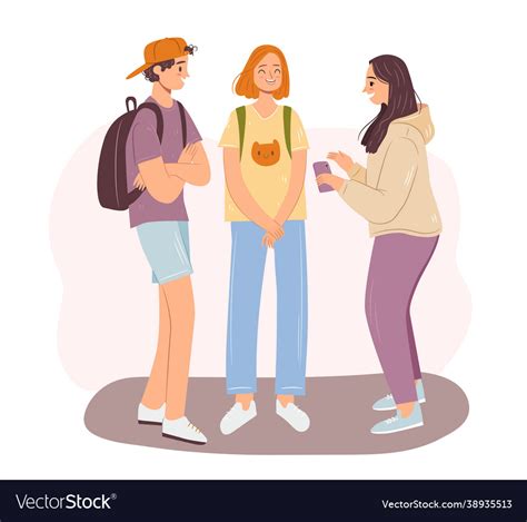 Happy Teen Friends Talking Concept Group Vector Image