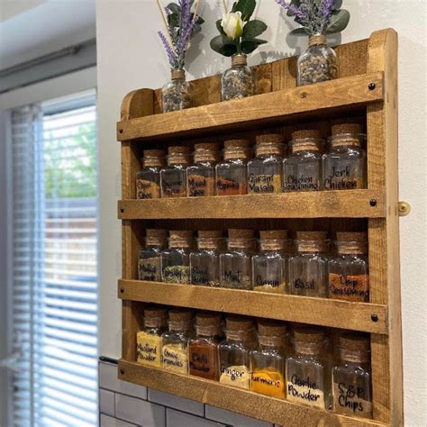 Rustic Spice Rack Wooden Spice Rack Wall Mounted Spice Rack Etsy Denmark