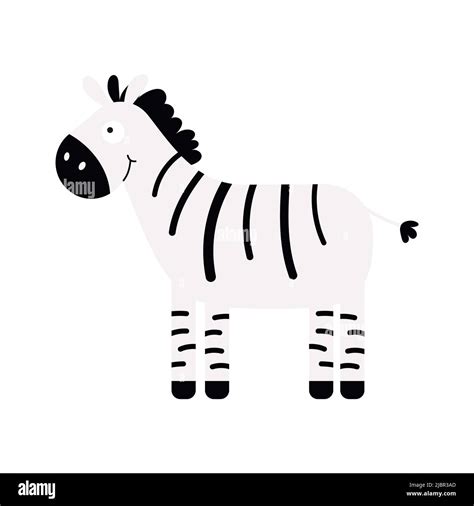 Cute Little Zebra Isolated Cartoon Animal Character For Kids Cards