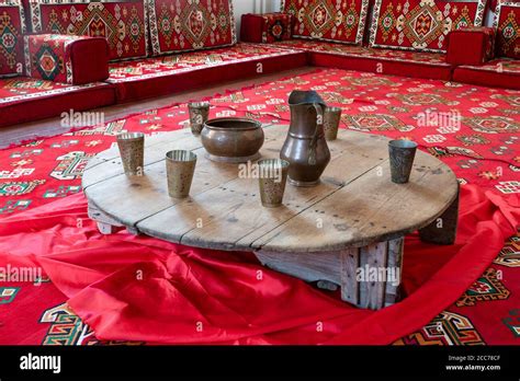 Old Style Table Sofra In Turkish With Oriental Floor Stock Photo Alamy