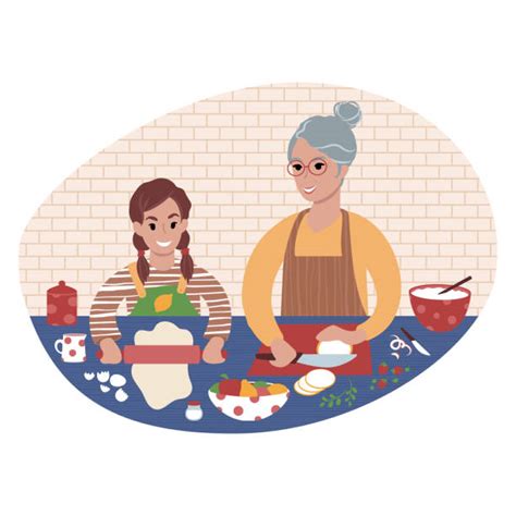160 Grandmother And Granddaughter In Kitchen Stock Illustrations Royalty Free Vector Graphics