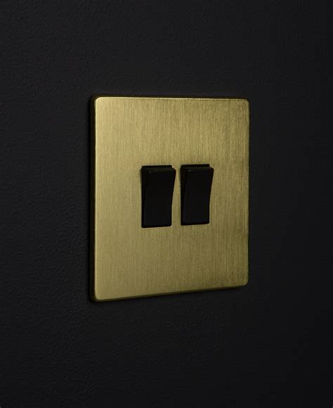 Double Light Switch Gold Available With 4 Different Rocker Colours In
