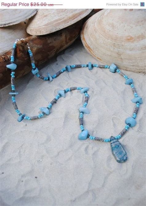 Light Blue Jade Necklace Jasper And Stone Beaded Necklace Blue