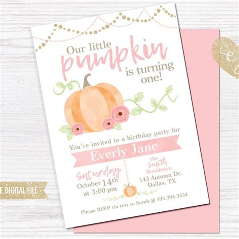 Our Little Pumpkin Birthday Invitation First Birthday Etsy