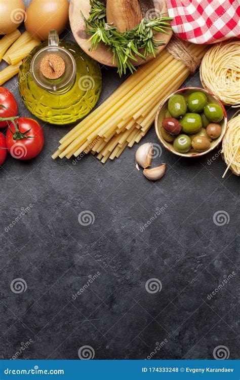 Italian Cuisine Food Ingredients Stock Photo Image Of Eggs Dark
