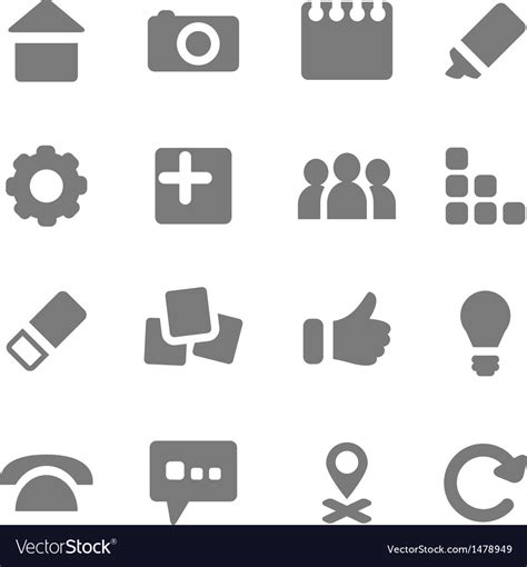 Set Simple Gray Icons For Design Royalty Free Vector Image