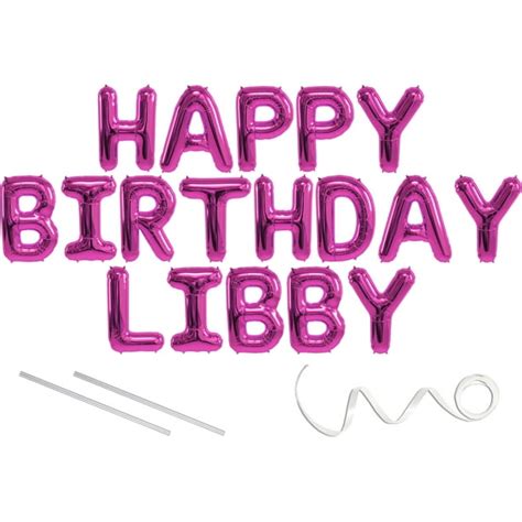 Libby Happy Birthday Mylar Balloon Banner Pink 16 Inch Letters