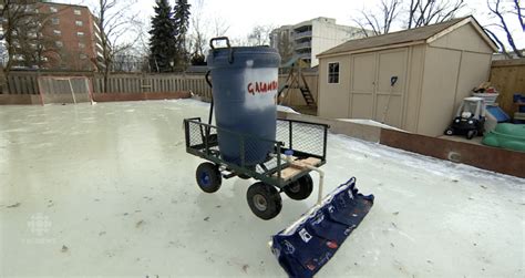 Often with building a rink that needs to be flooded, you how do i maintain my backyard outdoor ice rink? Ontario dad makes backyard Zamboni with bucket of hot ...