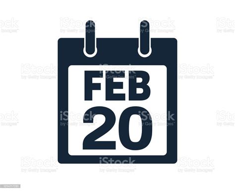 20th February Calendar Icon Stock Vector Illustration Stock