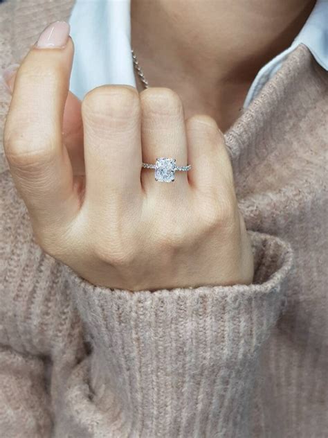 Elongated Cushion Cut Diamond Engagement Ring 240 Carats Etsy