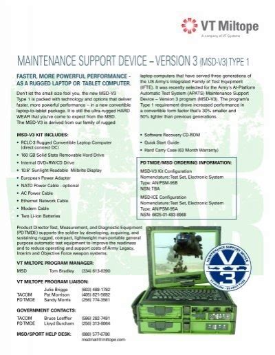 Maintenance Support Device Version 3 Vt Miltope