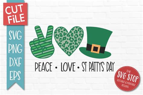 Peace Love St Patricks Day Svg Hippie Holiday Shirt