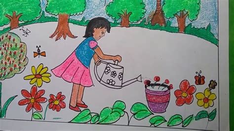 ✓ free for commercial use ✓ high quality images. How to draw garden scenery step by step for kids l simple ...