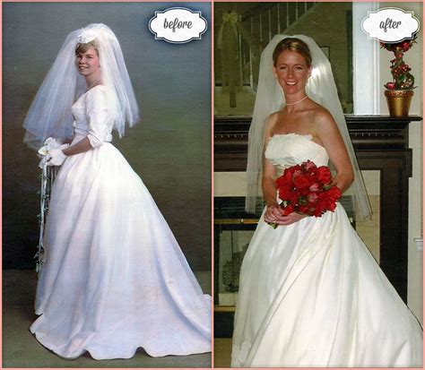 Bride Amy Wore Her Mothers Wedding Gown Shown On The Left In 1964 Amy