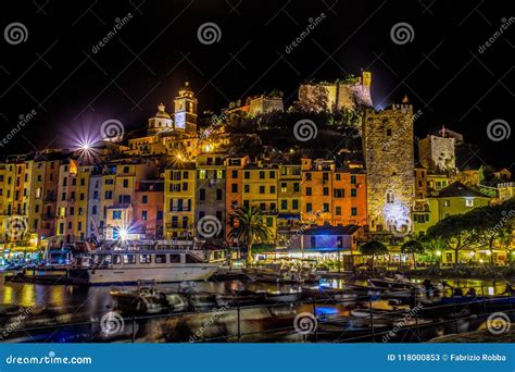 Portovenere By Night Small Harbour Near 5 Terre La Spezia Italy