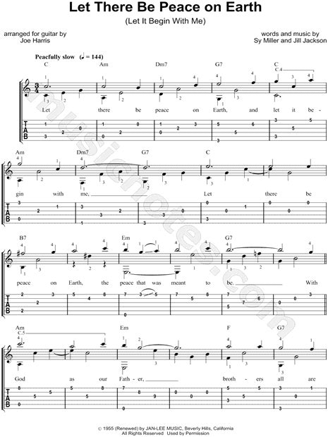 Sy Miller Let There Be Peace On Earth Guitar Tab In C Major