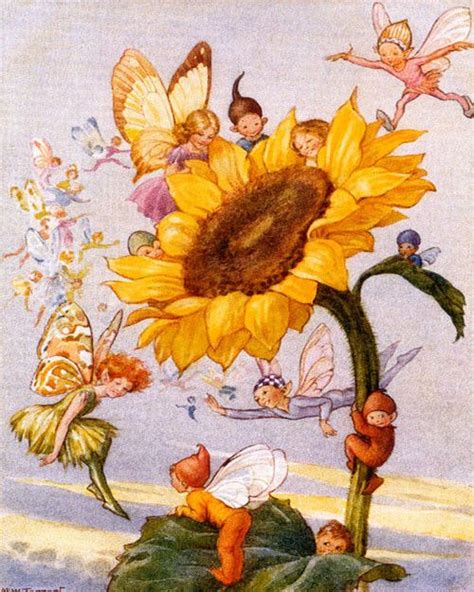 Sunflower Fairies Fairy Art Fairy Pictures Vintage Artwork