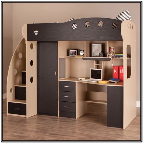 Loft Bed With Desk Underneath Plans Free Bedroom Home Decorating