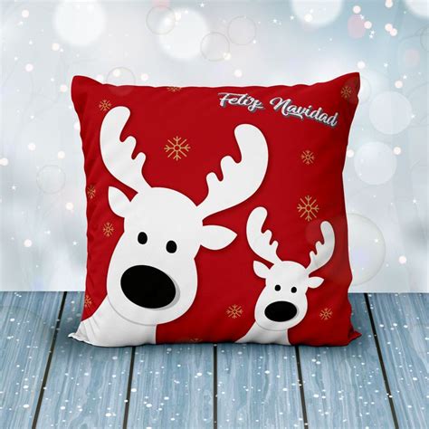 Cojín Navideño Renos Feliz Navidad Throw Pillows Pillows