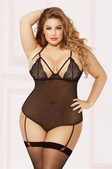 Seven Til Midnight Black Plus Size Two Piece Teddy Set Pretty And Spice