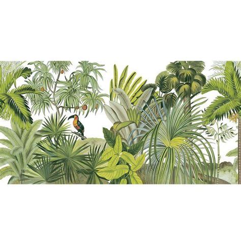 Hand Painted Tropical Rainforest Jungle Wallpaper Wall Mural Etsy