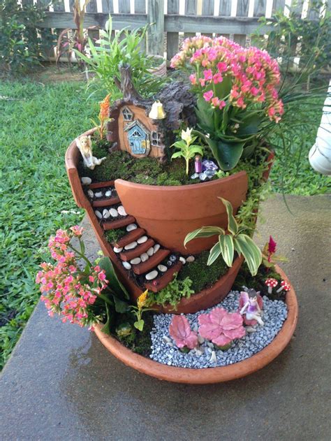 Make A Fairy Garden In A Broken Pot Fairy Garden Pots Broken Pot