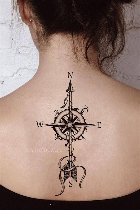 Wanderlust Compass Arrow Temporary Tattoo Geometric Tattoo Compass