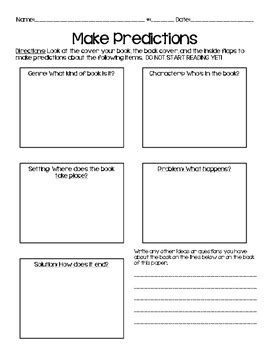 Make Predictions Worksheet: Book Preview by Amanda Finnerty | TpT
