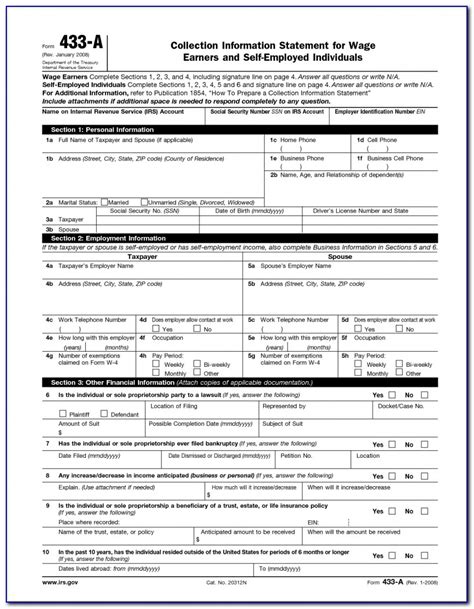 Irs Form 433 D Printable