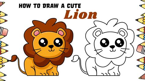 How To Draw A Cute Cartoon Lion Easy And Step By Step Youtube