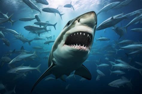 Premium Ai Image Shark Feeding Frenzy Sea Animal Photography