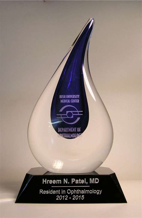Blue Drop Hand Blown Glass Award