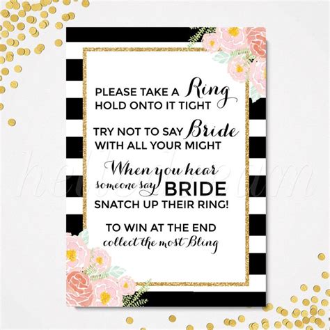 Don T Say Bride Game Printable Pink Floral Black And White Stripes