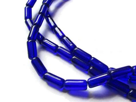 32 10mm Cobalt Blue Glass Tube Beads Michaels
