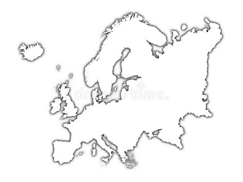 Europe Outline Map With Shadow Stock Illustration Illustration Of