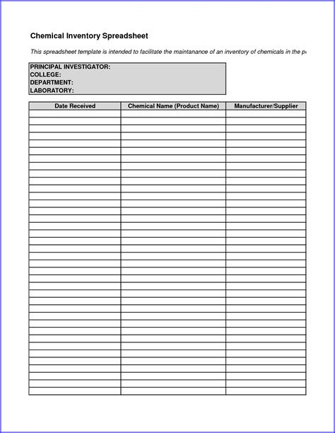 Hazardous Chemical Inventory Template Templates 2 Resume Examples
