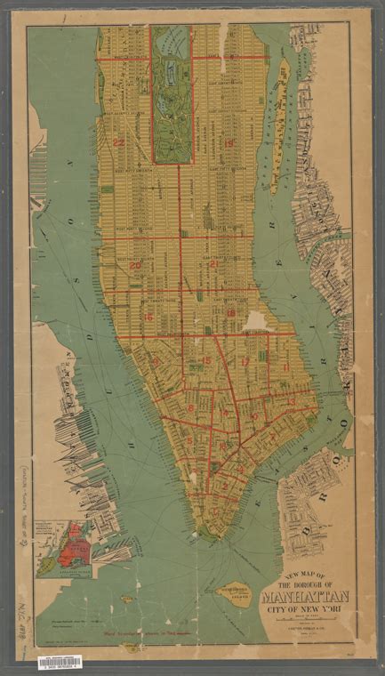 New Map Of The Borough Of Manhattan City Of New York