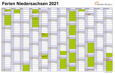 Dieser druckfertige kalender ist absolut kostenlos. Ferien Niedersachsen 2021 - Ferienkalender zum Ausdrucken