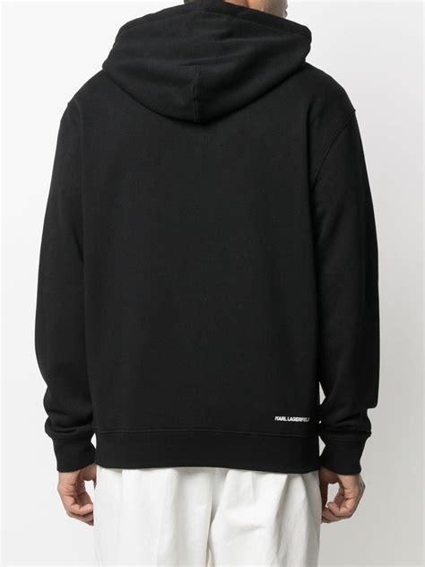Karl Lagerfeld Cotton Ikonik Logo Print Hoodie In Black For Men Lyst