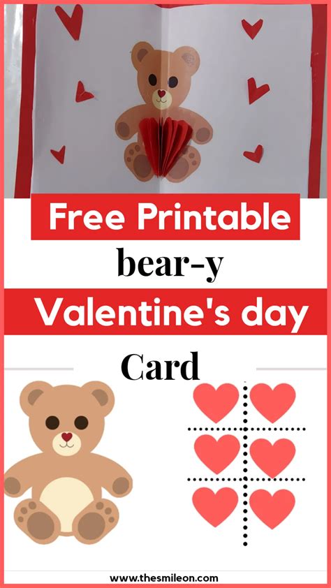 Cute Bear Card With Printable In 2021 Bear Card Bear Valentines